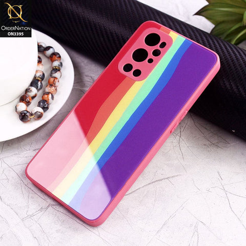 OnePlus 9 Pro Cover - Red - New Infinity Rainbow Series Back tempered Glass Soft Borders Case With Camera Protection