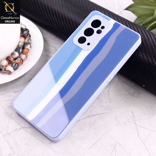 OnePlus 9RT 5G Cover - Blue - New Infinity Rainbow Series Back tempered Glass Soft Borders Case With Camera Protection