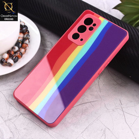 OnePlus 9RT 5G Cover - Red - New Infinity Rainbow Series Back tempered Glass Soft Borders Case With Camera Protection