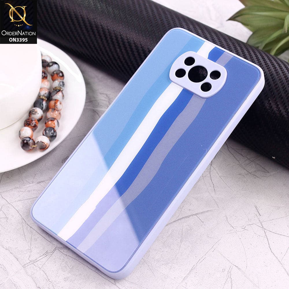 Xiaomi Poco X3 Pro Cover - Blue - New Infinity Rainbow Series Back tempered Glass Soft Borders Case With Camera Protection
