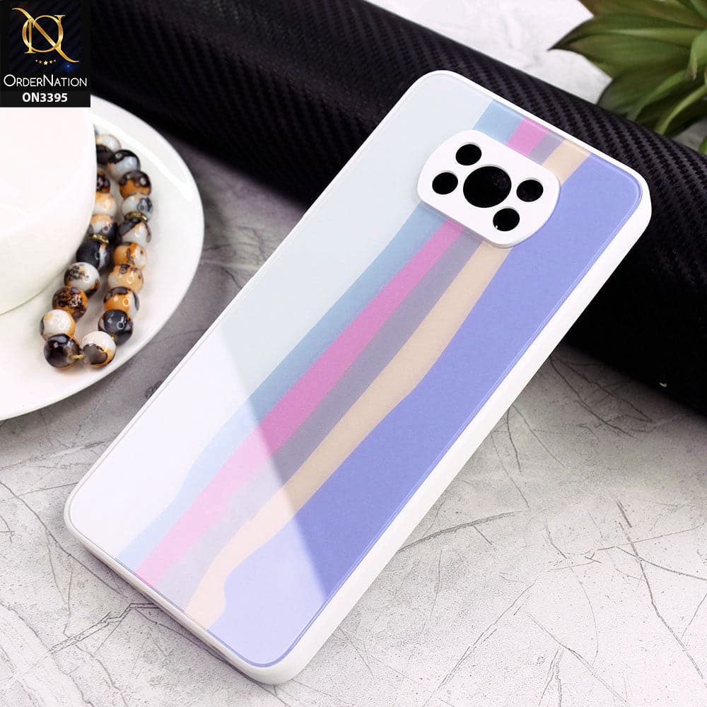 Xiaomi Poco X3 Pro Cover - Gray - New Infinity Rainbow Series Back tempered Glass Soft Borders Case With Camera Protection