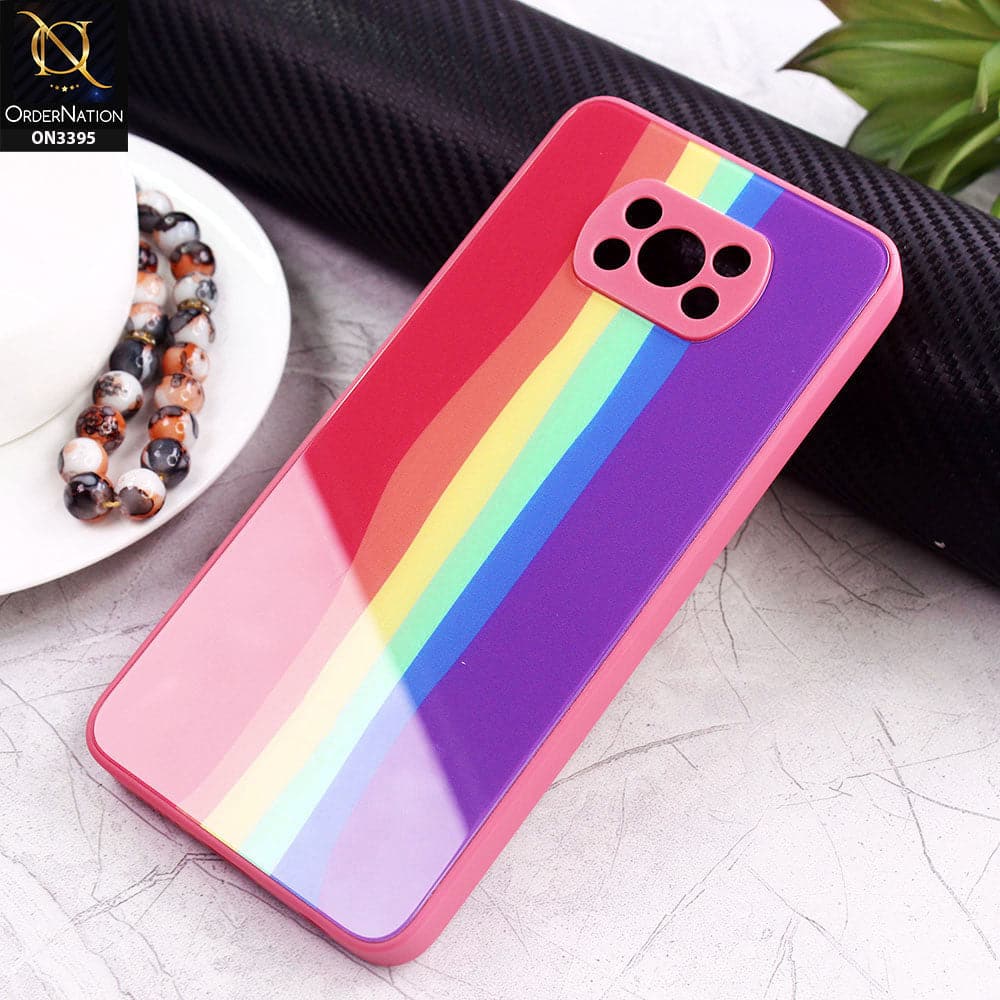 Xiaomi Poco X3 Pro Cover - Red - New Infinity Rainbow Series Back tempered Glass Soft Borders Case With Camera Protection