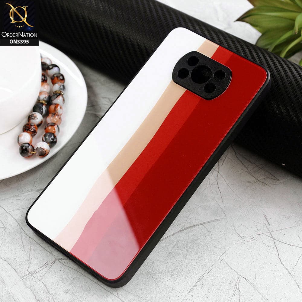 Xiaomi Poco X3 Cover - White - New Infinity Rainbow Series Back tempered Glass Soft Borders Case With Camera Protection