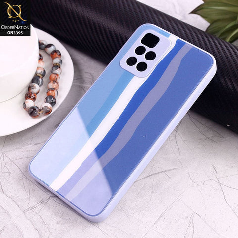Xiaomi Redmi 10 Cover - Blue - New Infinity Rainbow Series Back tempered Glass Soft Borders Case With Camera Protection