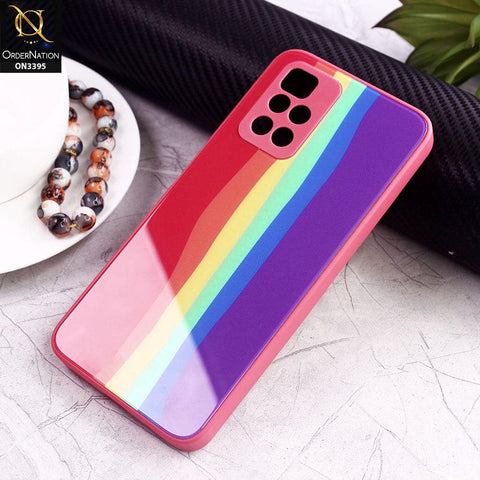 Xiaomi Redmi 10 Cover - Red - New Infinity Rainbow Series Back tempered Glass Soft Borders Case With Camera Protection