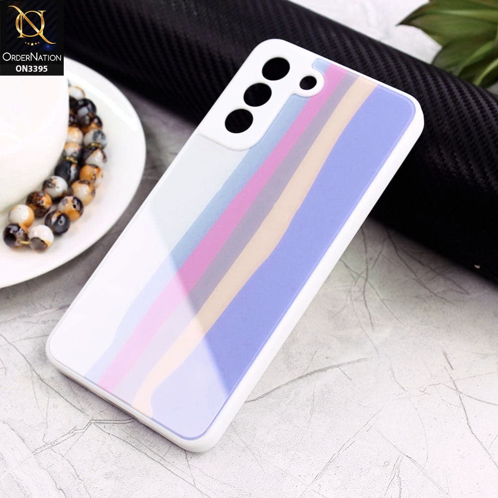 Samsung Galaxy S21 FE 5G Cover - Gray - New Infinity Rainbow Series Back tempered Glass Soft Borders Case With Camera Protection