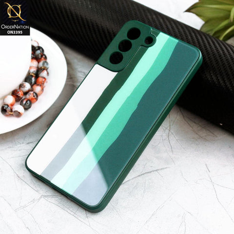 Samsung Galaxy S21 FE 5G Cover - Green - New Infinity Rainbow Series Back tempered Glass Soft Borders Case With Camera Protection