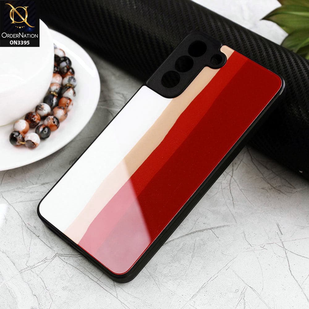 Samsung Galaxy S21 FE 5G Cover - White - New Infinity Rainbow Series Back tempered Glass Soft Borders Case With Camera Protection