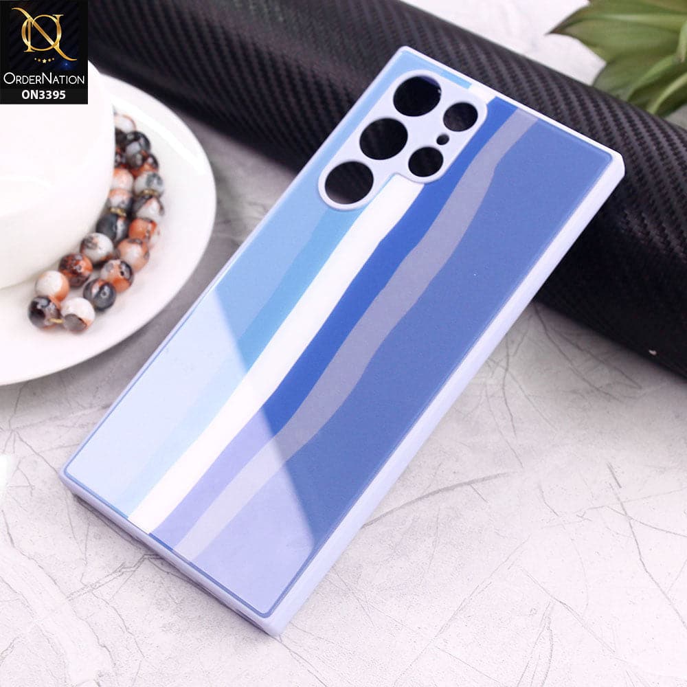 Samsung Galaxy S22 Ultra 5G Cover - Blue - New Infinity Rainbow Series Back tempered Glass Soft Borders Case With Camera Protection