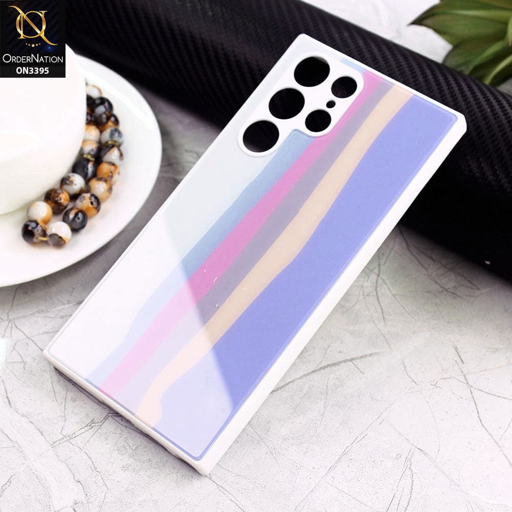 Samsung Galaxy S22 Ultra 5G Cover - Gray - New Infinity Rainbow Series Back tempered Glass Soft Borders Case With Camera Protection
