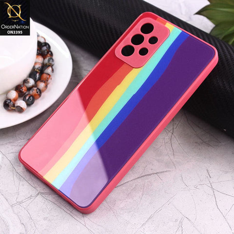 Samsung Galaxy A72 Cover - Red - New Infinity Rainbow Series Back tempered Glass Soft Borders Case With Camera Protection