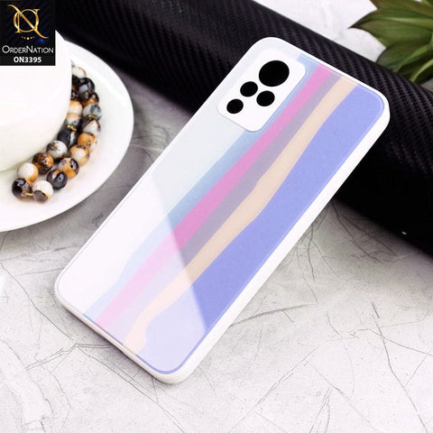 Vivo V21 Cover - Gray - New Infinity Rainbow Series Back tempered Glass Soft Borders Case With Camera Protection