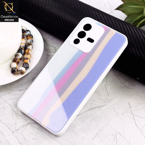 Vivo V23 5G Cover - Gray - New Infinity Rainbow Series Back tempered Glass Soft Borders Case With Camera Protection