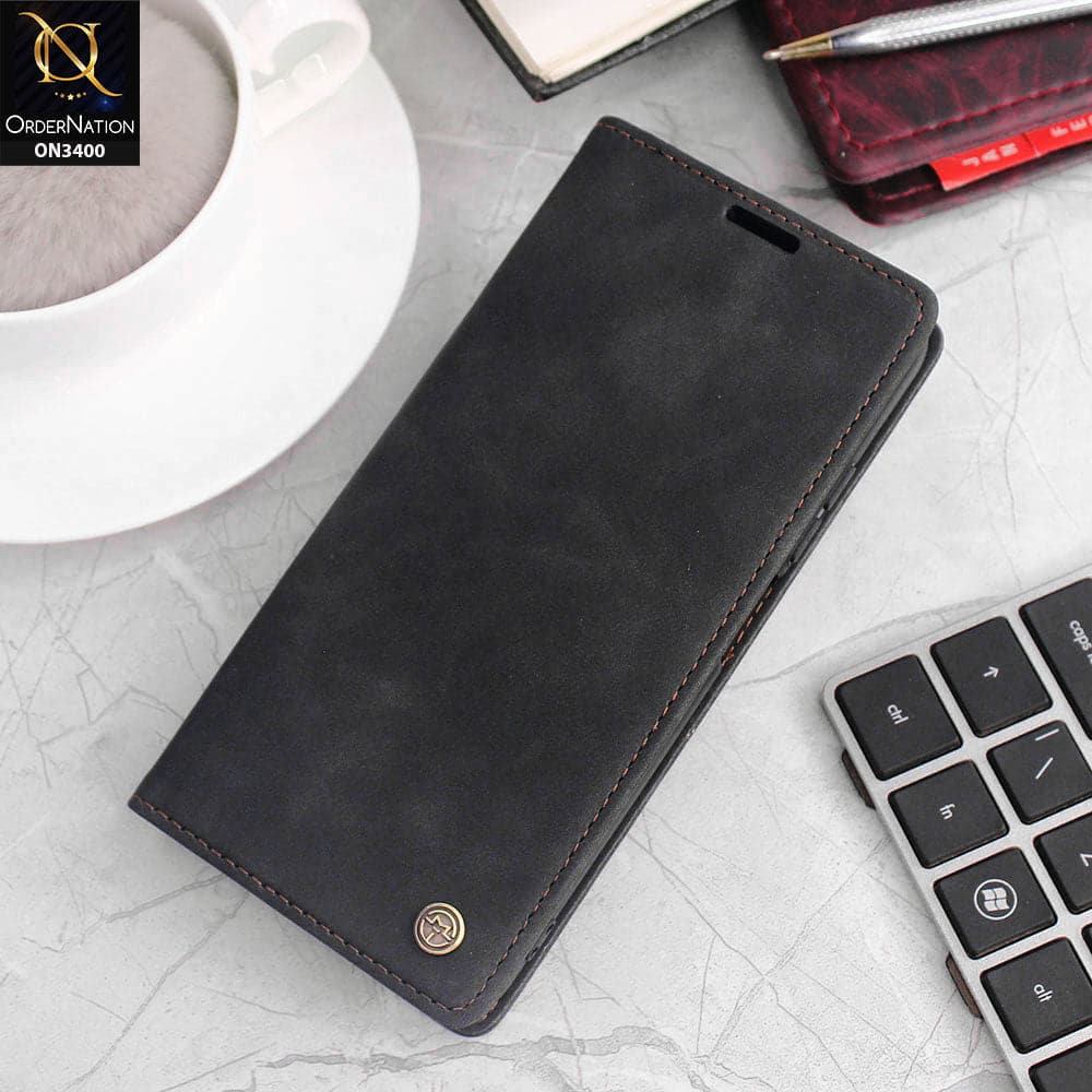 Xiaomi Redmi Note 11S Cover - Black - Caseme Luxury Retro Magnetic Flip Wallet Leather Soft Case