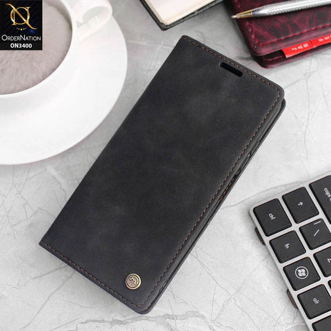 Samsung Galaxy S22 5G Cover - Black - Caseme Luxury Retro Magnetic Flip Wallet Leather Soft Case