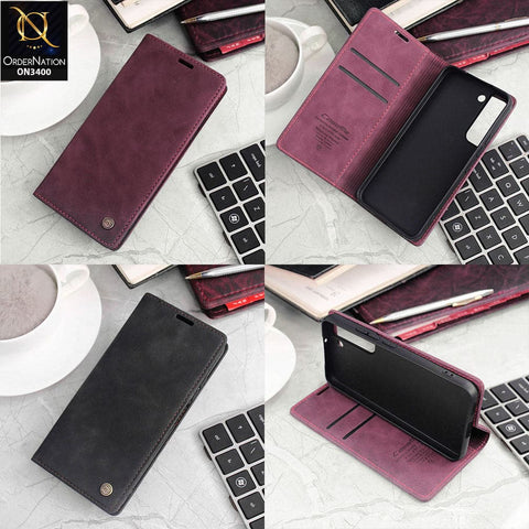 Samsung Galaxy S22 Plus 5G Cover - Black - Caseme Luxury Retro Magnetic Flip Wallet Leather Soft Case