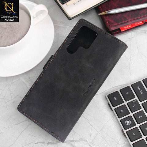 Samsung Galaxy S22 Ultra 5G Cover - Black - Caseme Luxury Retro Magnetic Flip Wallet Leather Soft Case
