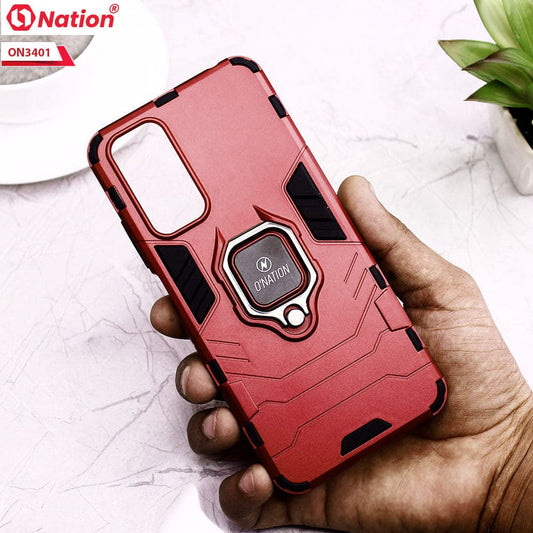 Xiaomi Redmi Note 11 Pro 5G Cover - Red - Onation Hybrid Series 360 Rotating Ring Holder Shock Proof Protective Soft Case