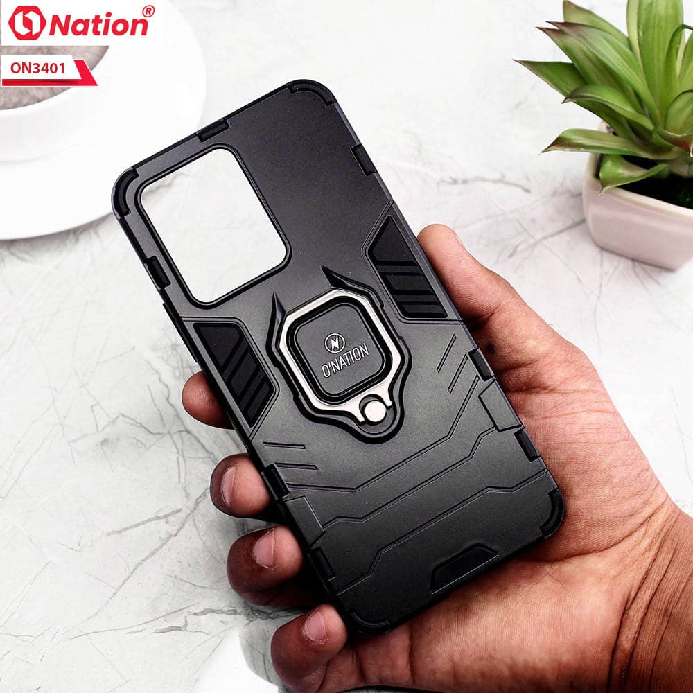 Vivo S12 Cover - Black - Onation Hybrid Series 360 Rotating Ring Holder Shock Proof Protective Soft Case