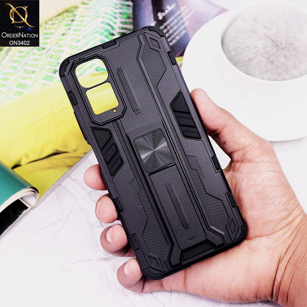 Xiaomi Redmi Note 11 Cover - Black - O Nation Hybrid Series Soft Borders Semi Hard Back Shock Proof Camera Protection Kick Stand Case