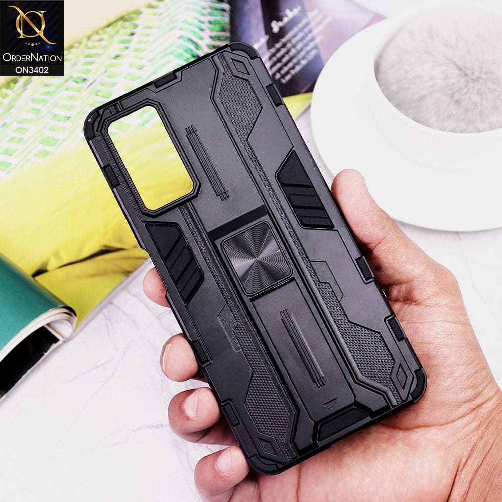 Xiaomi Redmi Note 11 Pro 5G Cover - Black - O Nation Hybrid Series Soft Borders Semi Hard Back Shock Proof Camera Protection Kick Stand Case