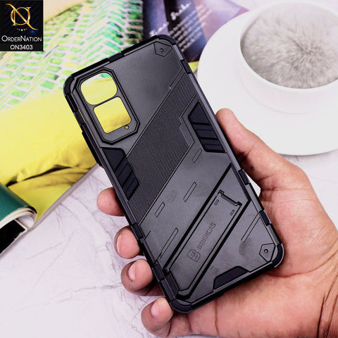 Xiaomi Redmi Note 11S Cover - Black - O Nation Hybrid Series Soft Borders Semi Hard Back Shock Proof Bumper Kick Stand Case with Camera Protection