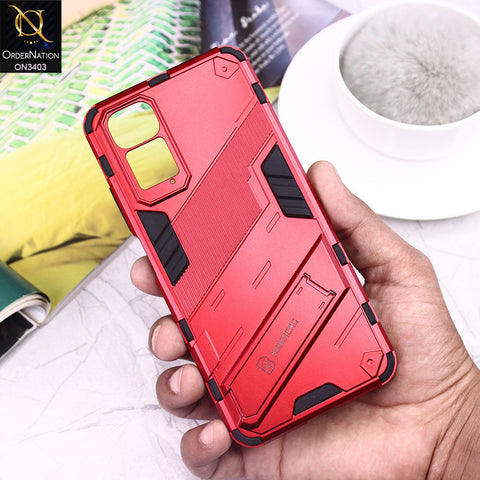 Xiaomi Redmi Note 11 Cover - Red - O Nation Hybrid Series Soft Borders Semi Hard Back Shock Proof Bumper Kick Stand Case with Camera Protection