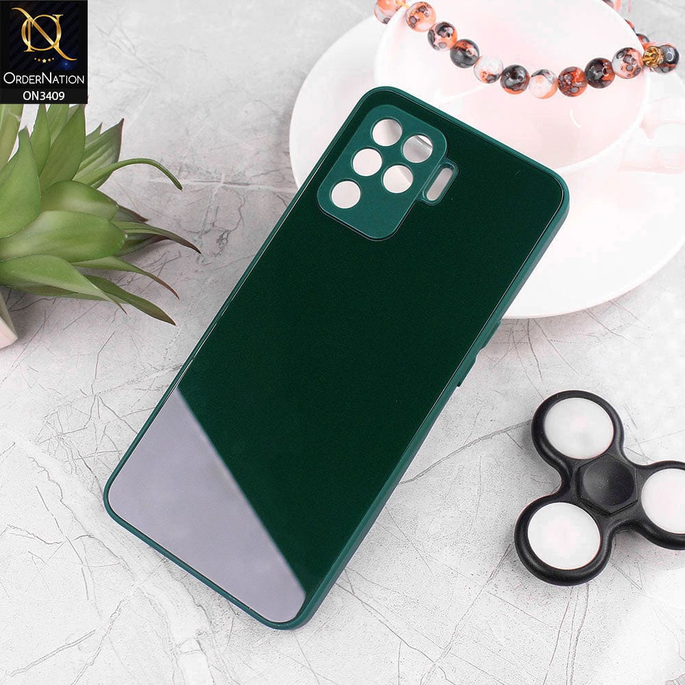 Oppo A94 Cover - Dark Green - New Glossy Shine Soft Borders Camera Protection Back Case