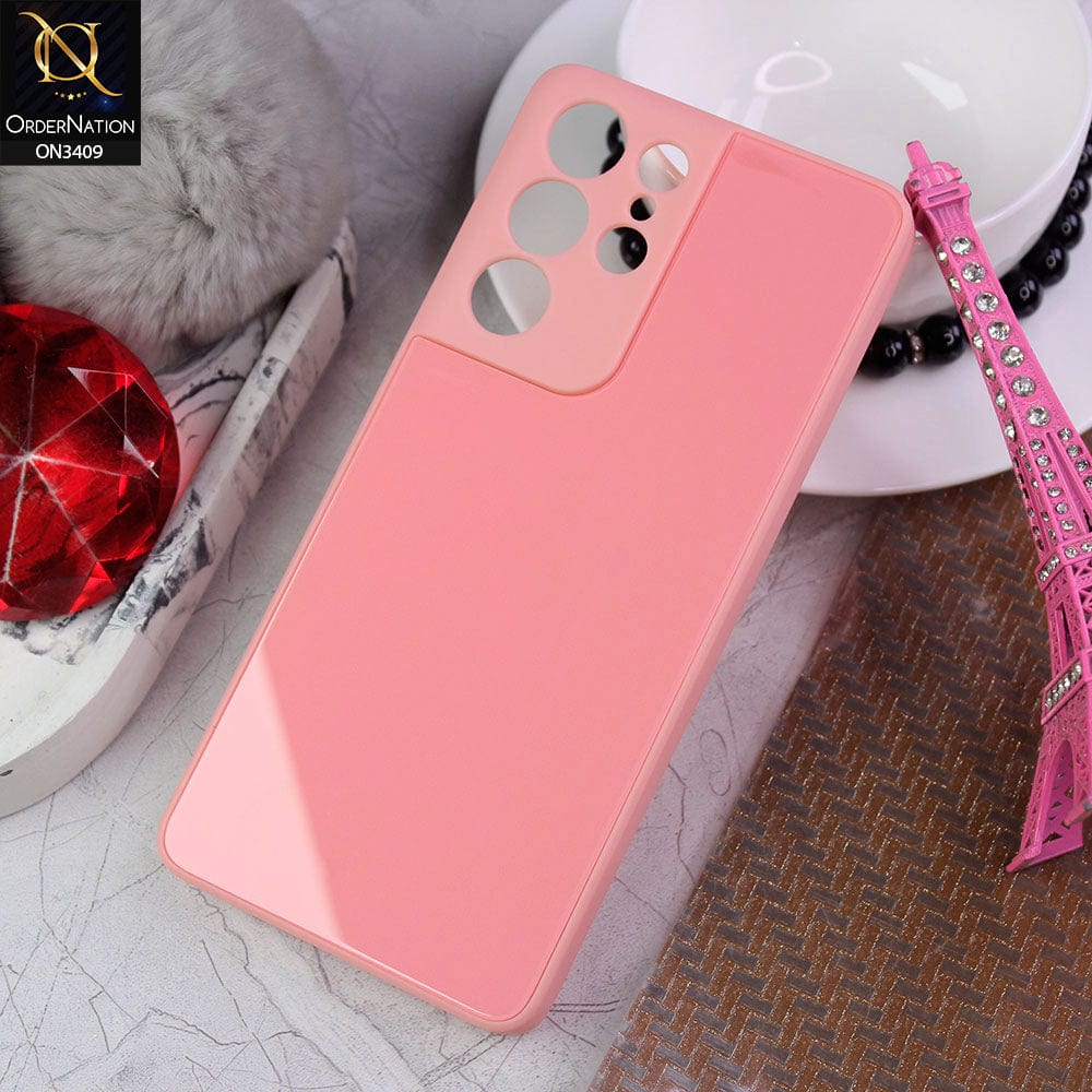 Samsung Galaxy S21 Ultra 5G  Cover - Peach - New Glossy Shine Soft Borders Camera Protection Back Case