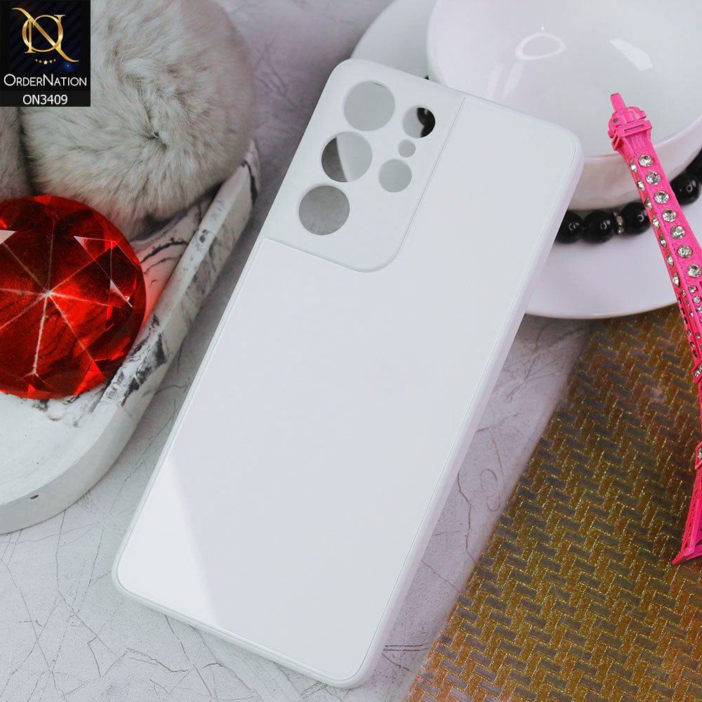 Samsung Galaxy S21 Ultra 5G  Cover - White - New Glossy Shine Soft Borders Camera Protection Back Case
