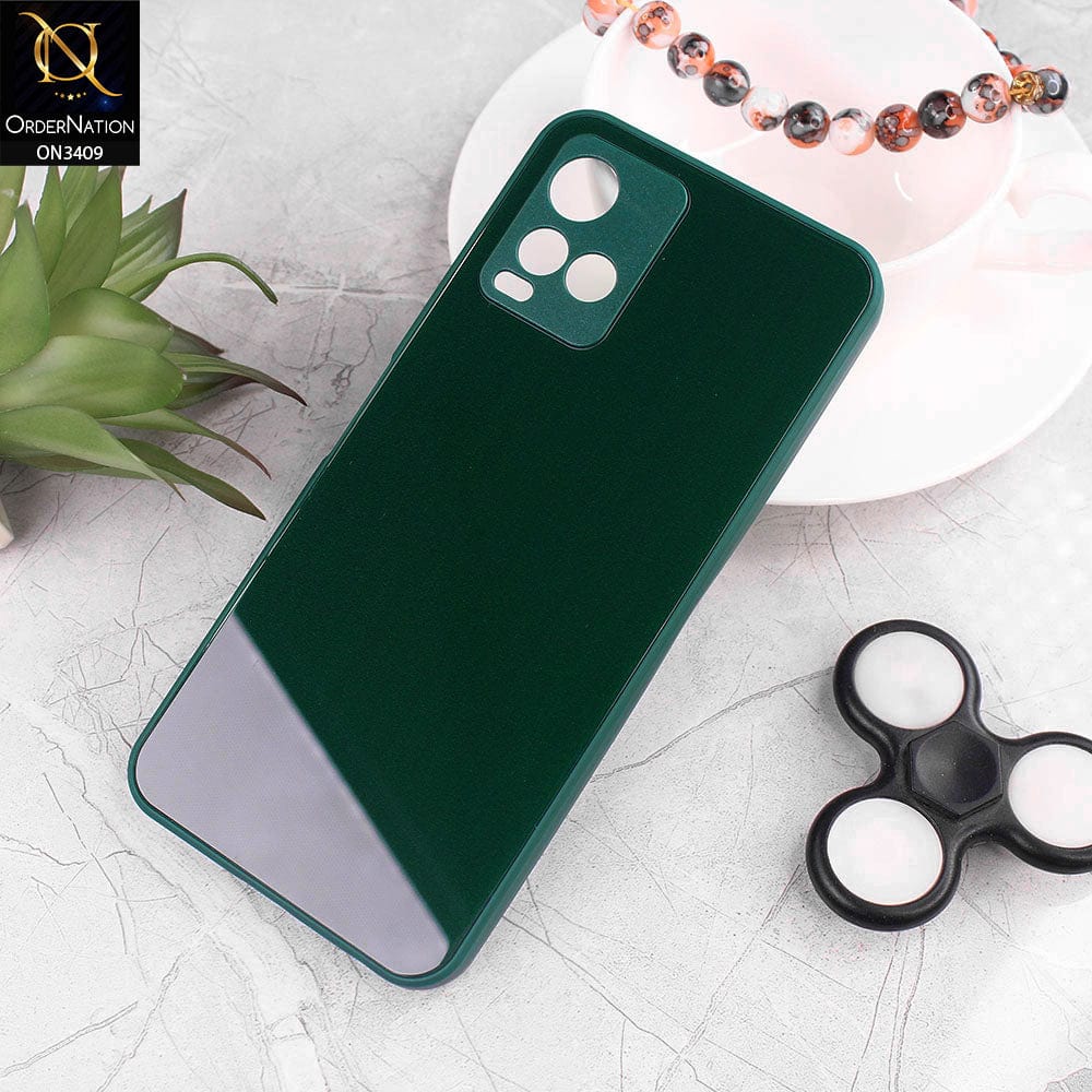 Vivo Y21a Cover - Dark Green - New Glossy Shine Soft Borders Camera Protection Back Case