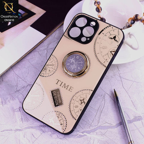 iPhone 13 Pro Max Cover - Rose Gold - Tybomb - Bling Shiny Back Shell Soft Round Borders Camera Protection Case with Ring Holder