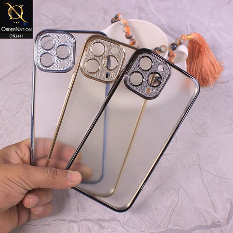 iPhone 13 Pro Max Cover - Silver - Electroplated Borders Glitter Camera Lens Protection Soft J-Case