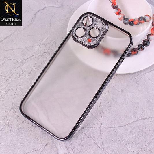 iPhone 13 Pro Max Cover - Black - Electroplated Borders Glitter Camera Lens Protection Soft J-Case