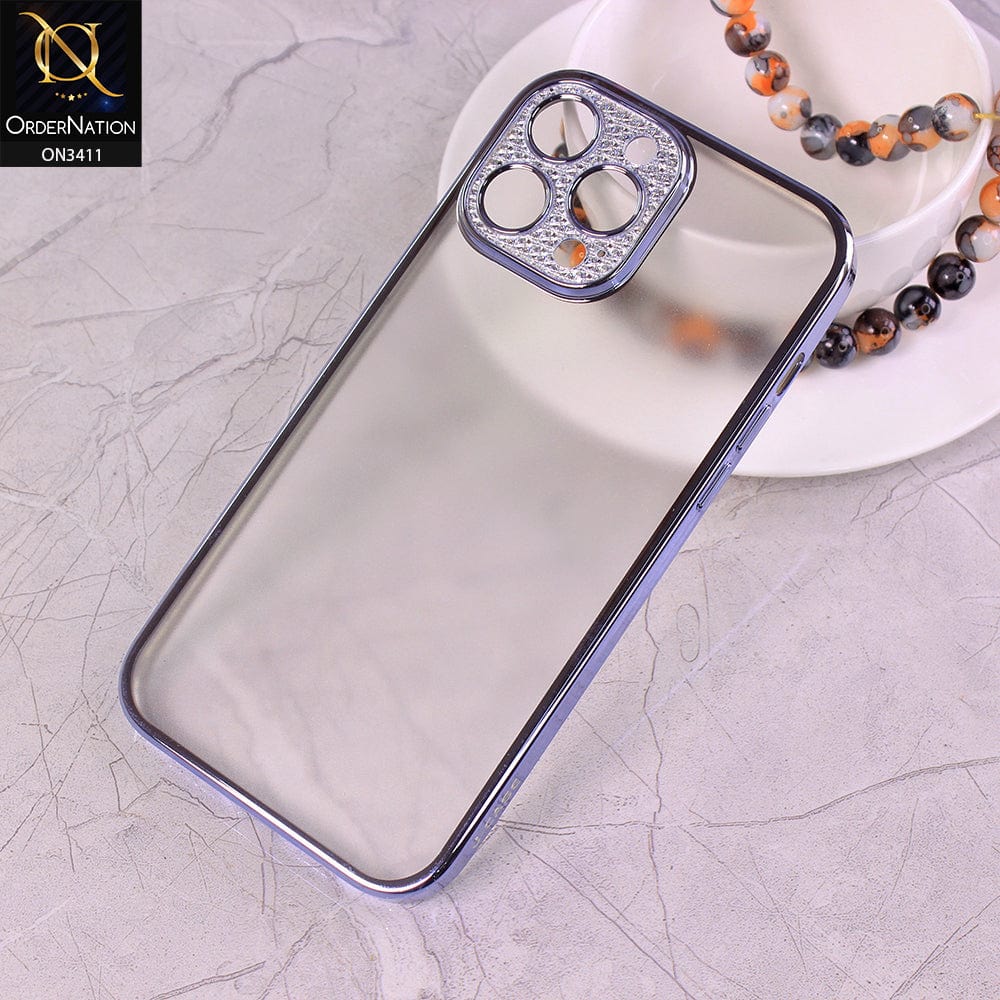 iPhone 13 Pro Max Cover - Sierra Blue - Electroplated Borders Glitter Camera Lens Protection Soft J-Case