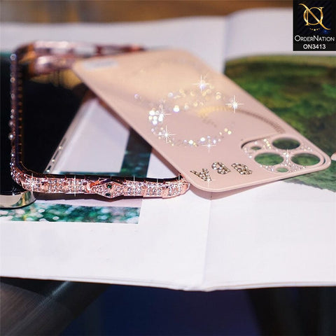 iPhone 13 Pro Max Cover - White - Bling Diamond Rhinestone Crystal Metal Bumper Frame Edge Protective Case with Shiny Sparkle Glitter Semi Soft Back