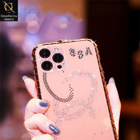 iPhone 13 Pro Max Cover - White - Bling Diamond Rhinestone Crystal Metal Bumper Frame Edge Protective Case with Shiny Sparkle Glitter Semi Soft Back