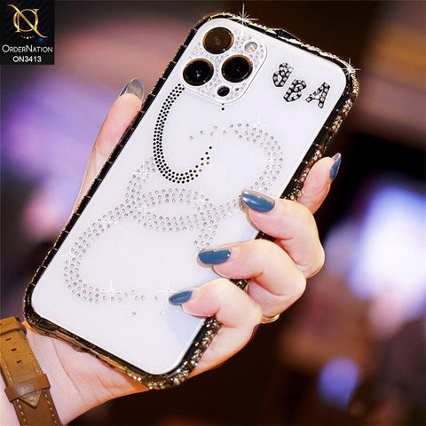 iPhone 13 Pro Max Cover - Pink - Bling Diamond Rhinestone Crystal Metal Bumper Frame Edge Protective Case with Shiny Sparkle Glitter Semi Soft Back