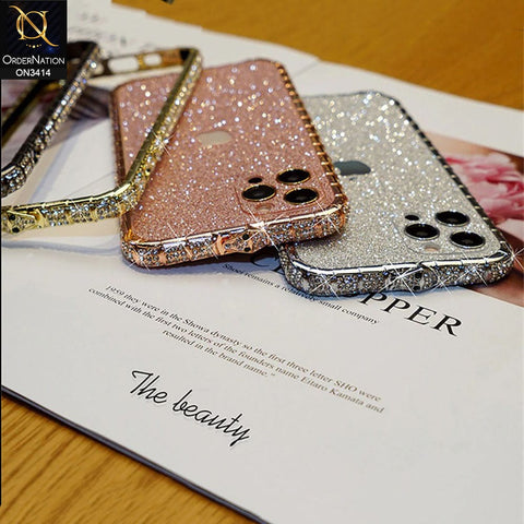 iPhone 13 Pro Max Cover - Black - Bling Diamond Rhinestone Crystal Metal Bumper Frame Edge Protective Case with Shiny Sparkle Glitter Steacker Front&Back