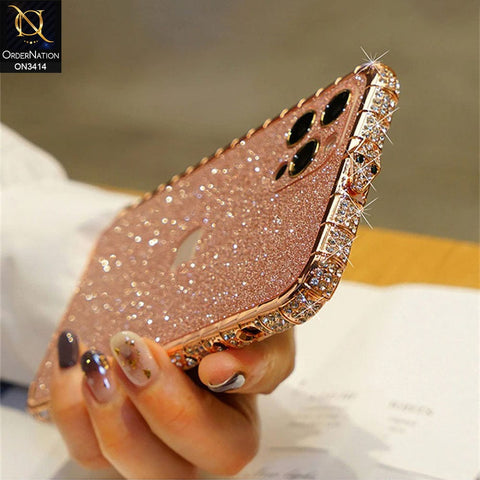 iPhone 13 Pro Max Cover - Silver - Bling Diamond Rhinestone Crystal Metal Bumper Frame Edge Protective Case with Shiny Sparkle Glitter Steacker Front&Back