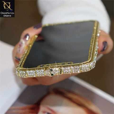 iPhone 13 Pro Max Cover - Black - Bling Diamond Rhinestone Crystal Metal Bumper Frame Edge Protective Case with Shiny Sparkle Glitter Steacker Front&Back