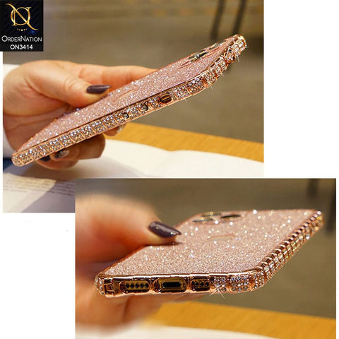 iPhone 13 Pro Max Cover - Black - Bling Diamond Rhinestone Crystal Metal Bumper Frame Edge Protective Case with Shiny Sparkle Glitter Steacker Front&Back