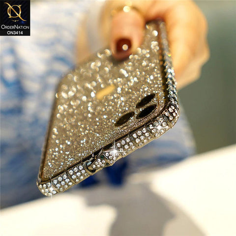 iPhone 13 Pro Max Cover - Black - Bling Diamond Rhinestone Crystal Metal Bumper Frame Edge Protective Case with Shiny Sparkle Glitter Steacker Front&Back
