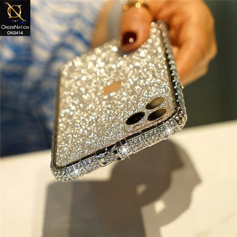 iPhone 13 Pro Max Cover - Golden - Bling Diamond Rhinestone Crystal Metal Bumper Frame Edge Protective Case with Shiny Sparkle Glitter Steacker Front&Back