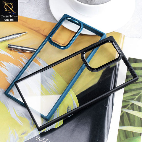 Samsung Galaxy S21 Ultra 5G Cover - Blue - New Transparent Anti Fall Soft TPU Color Borders Back Shell Case