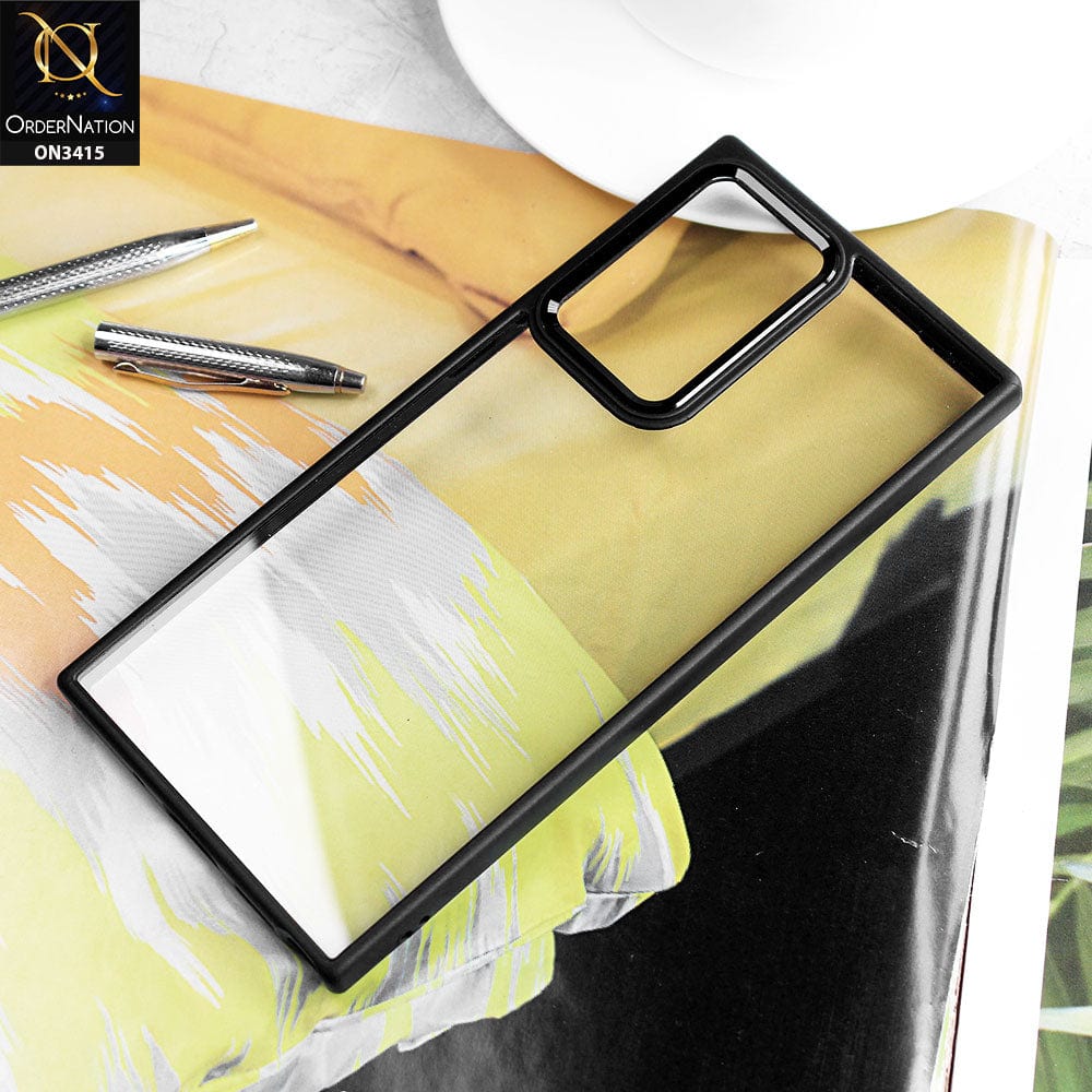 Samsung Galaxy Note 20 Ultra Cover - Black - New Transparent Anti Fall Soft TPU Color Borders Back Shell Case