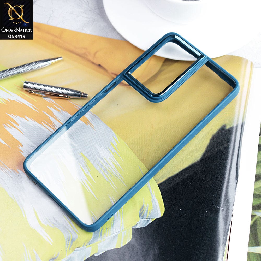 Samsung Galaxy S21 Ultra 5G Cover - Blue - New Transparent Anti Fall Soft TPU Color Borders Back Shell Case