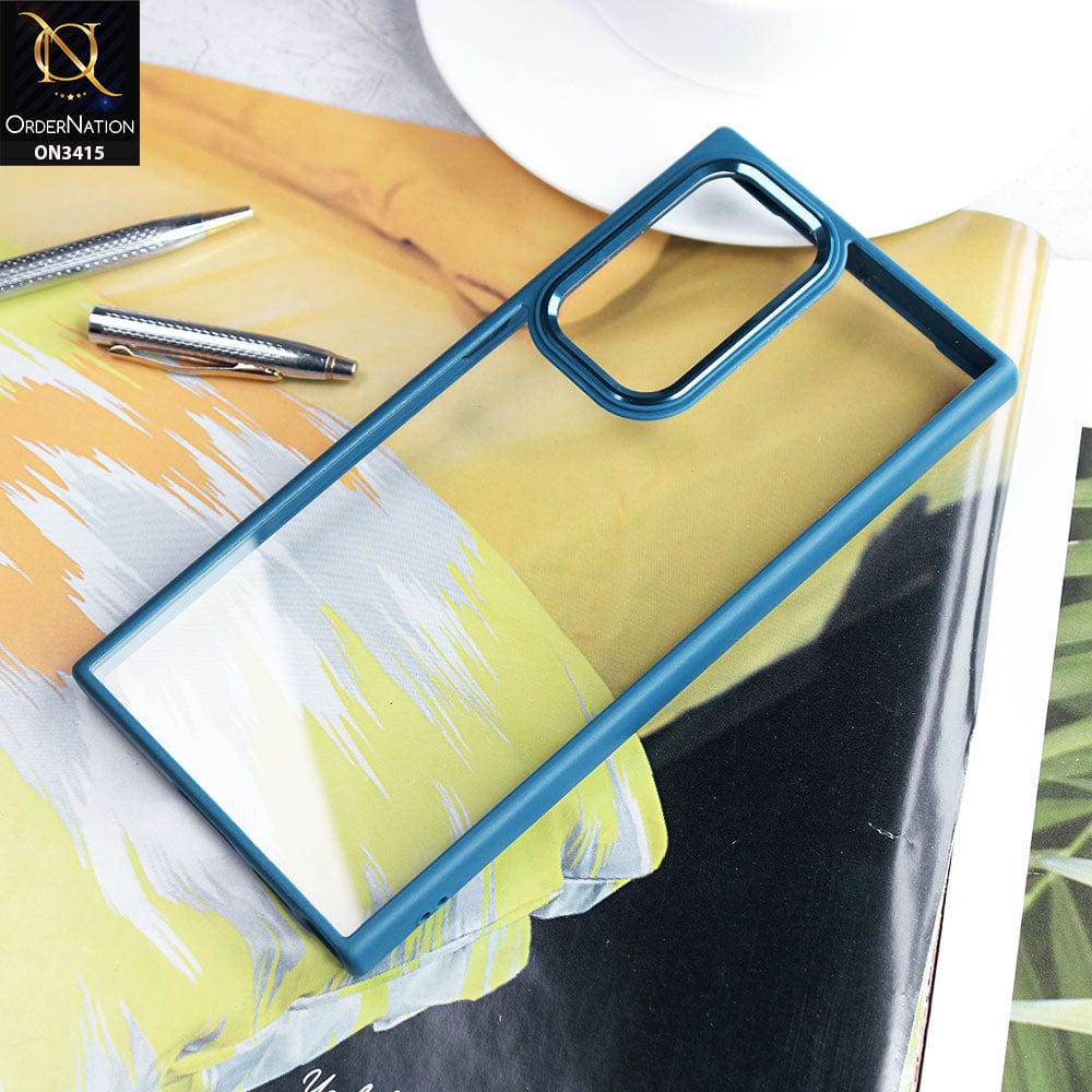 Samsung Galaxy S22 Ultra 5G Cover - Blue - New Transparent Anti Fall Soft TPU Color Borders Back Shell Case