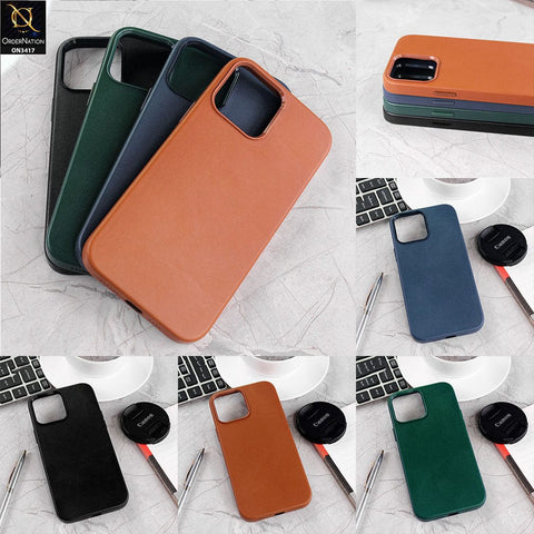 iPhone 13 Pro Max Cover - Green - New Elegant Design Semi Hard Leather Case