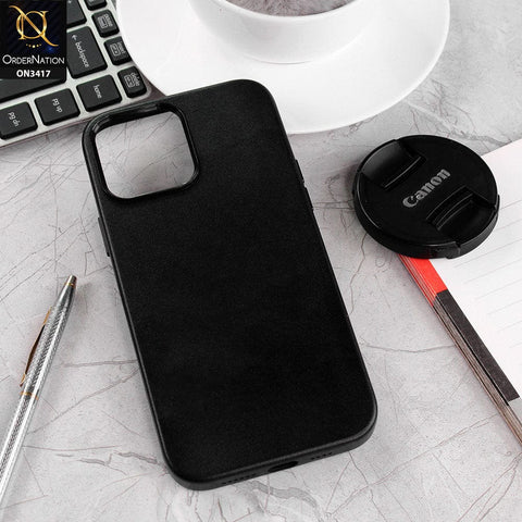 iPhone 13 Pro Max Cover - Black - New Elegant Design Semi Hard Leather Case
